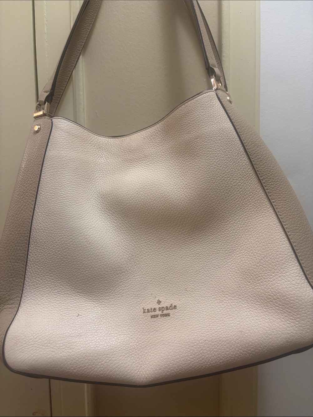 kate spade Two-Tone Beige Pebbled Leather Shoulder Bag
